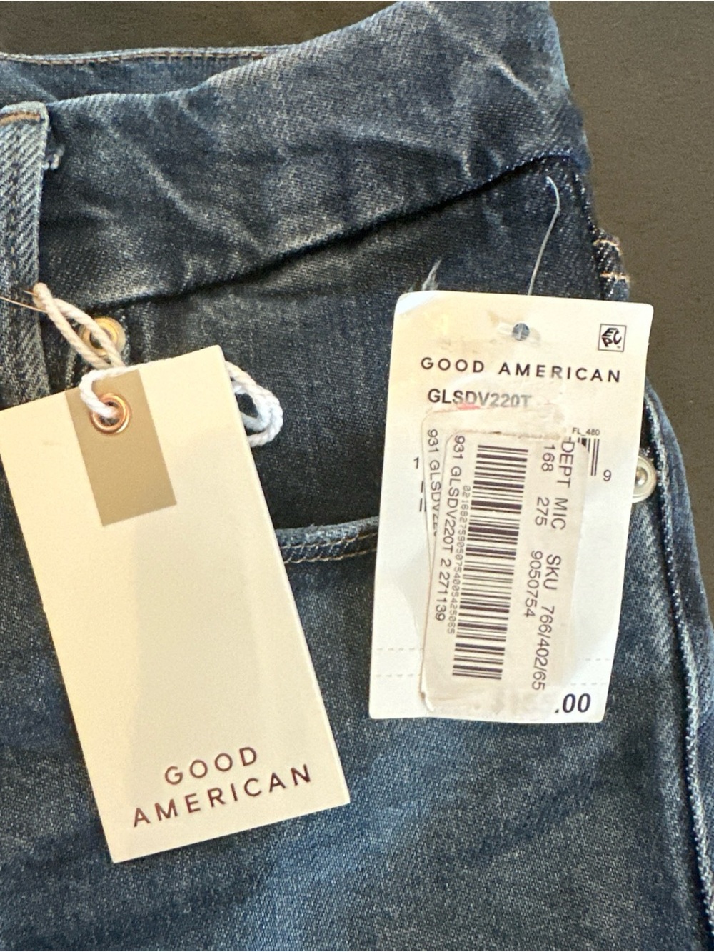 Good American Good Legs Straight Jeans Deep V Indigo GLSDV220T Size 2/26 - Picture 3 of 8